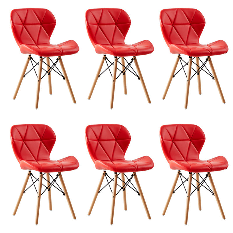 Home Contemporary Side Chair Wingback Upholstered Wood Dining Room Chair Red Set of 6 Clearhalo ' kitchen&dining_furn' 'Dining Chairs' 'Dining Tables & Seating' 'dining_chair' 'Furniture' 'furniture_dining_chair' 'Kitchen & Dining Furniture' 'kitchen' 3909392