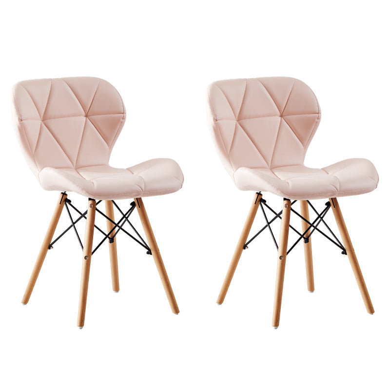 Home Contemporary Side Chair Wingback Upholstered Wood Dining Room Chair Pearl Pink Set of 2 Clearhalo ' kitchen&dining_furn' 'Dining Chairs' 'Dining Tables & Seating' 'dining_chair' 'Furniture' 'furniture_dining_chair' 'Kitchen & Dining Furniture' 'kitchen' 3909393