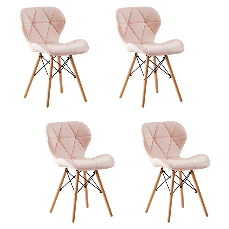 Home Contemporary Side Chair Wingback Upholstered Wood Dining Room Chair Pearl Pink Set of 4 Clearhalo ' kitchen&dining_furn' 'Dining Chairs' 'Dining Tables & Seating' 'dining_chair' 'Furniture' 'furniture_dining_chair' 'Kitchen & Dining Furniture' 'kitchen' 3909396