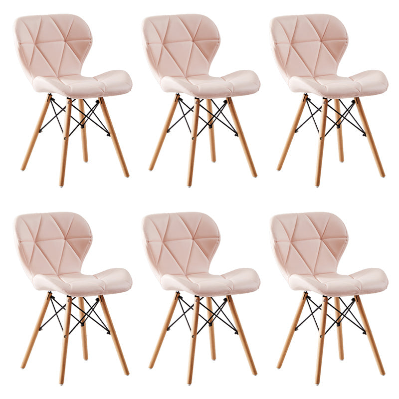 Home Contemporary Side Chair Wingback Upholstered Wood Dining Room Chair Pearl Pink Set of 6 Clearhalo ' kitchen&dining_furn' 'Dining Chairs' 'Dining Tables & Seating' 'dining_chair' 'Furniture' 'furniture_dining_chair' 'Kitchen & Dining Furniture' 'kitchen' 3909398