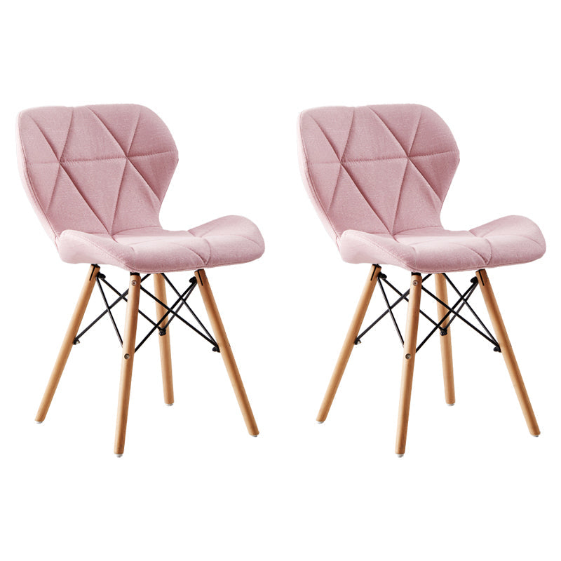 Home Contemporary Side Chair Wingback Upholstered Wood Dining Room Chair Pink Set of 2 Clearhalo ' kitchen&dining_furn' 'Dining Chairs' 'Dining Tables & Seating' 'dining_chair' 'Furniture' 'furniture_dining_chair' 'Kitchen & Dining Furniture' 'kitchen' 3909400