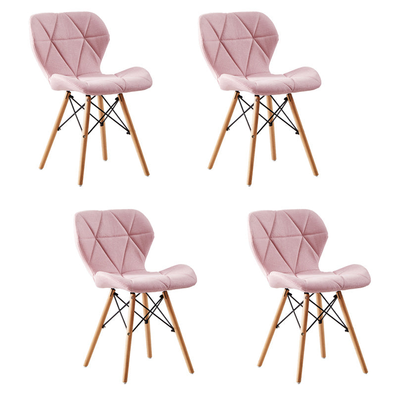 Home Contemporary Side Chair Wingback Upholstered Wood Dining Room Chair Pink Set of 4 Clearhalo ' kitchen&dining_furn' 'Dining Chairs' 'Dining Tables & Seating' 'dining_chair' 'Furniture' 'furniture_dining_chair' 'Kitchen & Dining Furniture' 'kitchen' 3909402