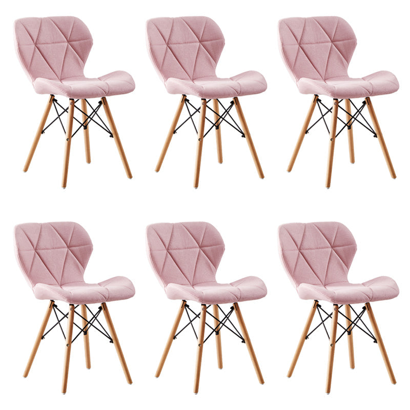 Home Contemporary Side Chair Wingback Upholstered Wood Dining Room Chair Pink Set of 6 Clearhalo ' kitchen&dining_furn' 'Dining Chairs' 'Dining Tables & Seating' 'dining_chair' 'Furniture' 'furniture_dining_chair' 'Kitchen & Dining Furniture' 'kitchen' 3909404