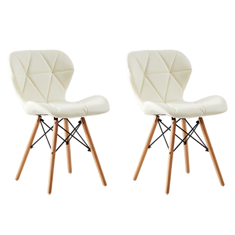 Home Contemporary Side Chair Wingback Upholstered Wood Dining Room Chair Off-White Set of 2 Clearhalo ' kitchen&dining_furn' 'Dining Chairs' 'Dining Tables & Seating' 'dining_chair' 'Furniture' 'furniture_dining_chair' 'Kitchen & Dining Furniture' 'kitchen' 3909406