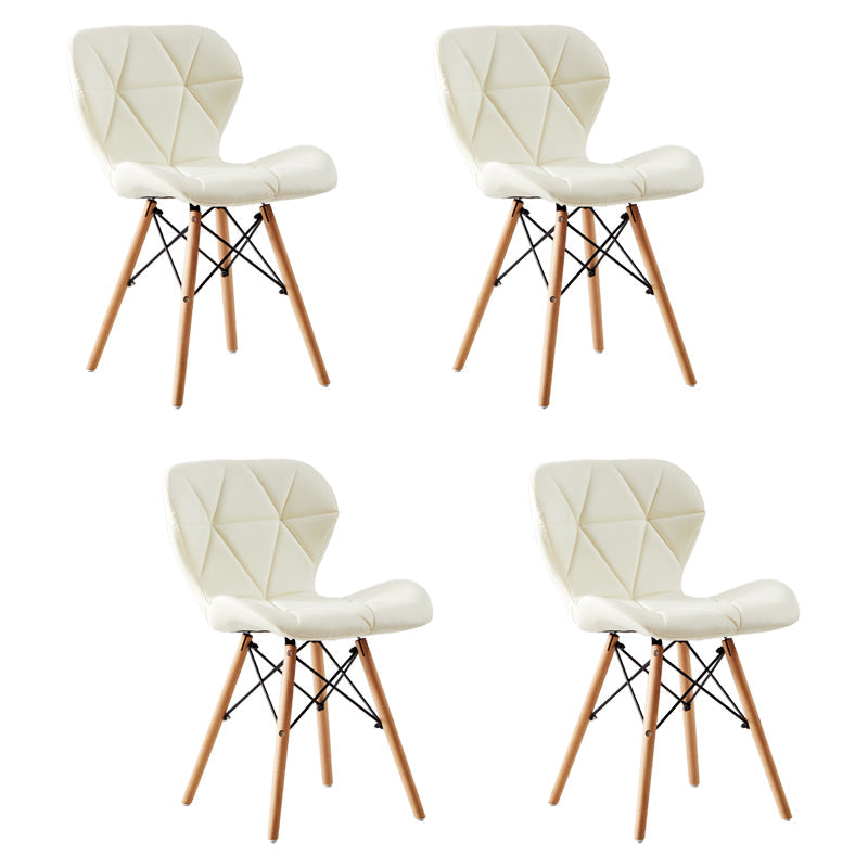 Home Contemporary Side Chair Wingback Upholstered Wood Dining Room Chair Off-White Set of 4 Clearhalo ' kitchen&dining_furn' 'Dining Chairs' 'Dining Tables & Seating' 'dining_chair' 'Furniture' 'furniture_dining_chair' 'Kitchen & Dining Furniture' 'kitchen' 3909407