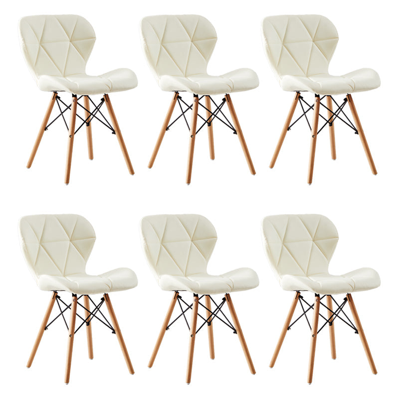 Home Contemporary Side Chair Wingback Upholstered Wood Dining Room Chair Off-White Set of 6 Clearhalo ' kitchen&dining_furn' 'Dining Chairs' 'Dining Tables & Seating' 'dining_chair' 'Furniture' 'furniture_dining_chair' 'Kitchen & Dining Furniture' 'kitchen' 3909409