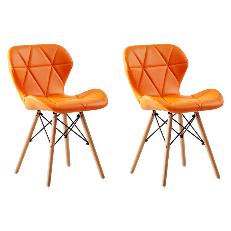 Home Contemporary Side Chair Wingback Upholstered Wood Dining Room Chair Orange Set of 2 Clearhalo ' kitchen&dining_furn' 'Dining Chairs' 'Dining Tables & Seating' 'dining_chair' 'Furniture' 'furniture_dining_chair' 'Kitchen & Dining Furniture' 'kitchen' 3909411