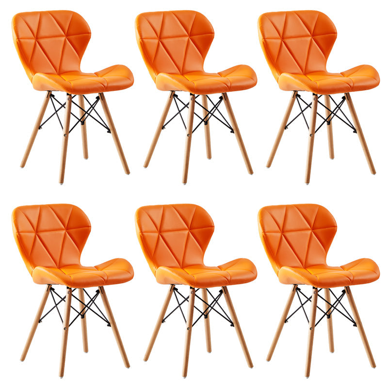Home Contemporary Side Chair Wingback Upholstered Wood Dining Room Chair Orange Set of 6 Clearhalo ' kitchen&dining_furn' 'Dining Chairs' 'Dining Tables & Seating' 'dining_chair' 'Furniture' 'furniture_dining_chair' 'Kitchen & Dining Furniture' 'kitchen' 3909413