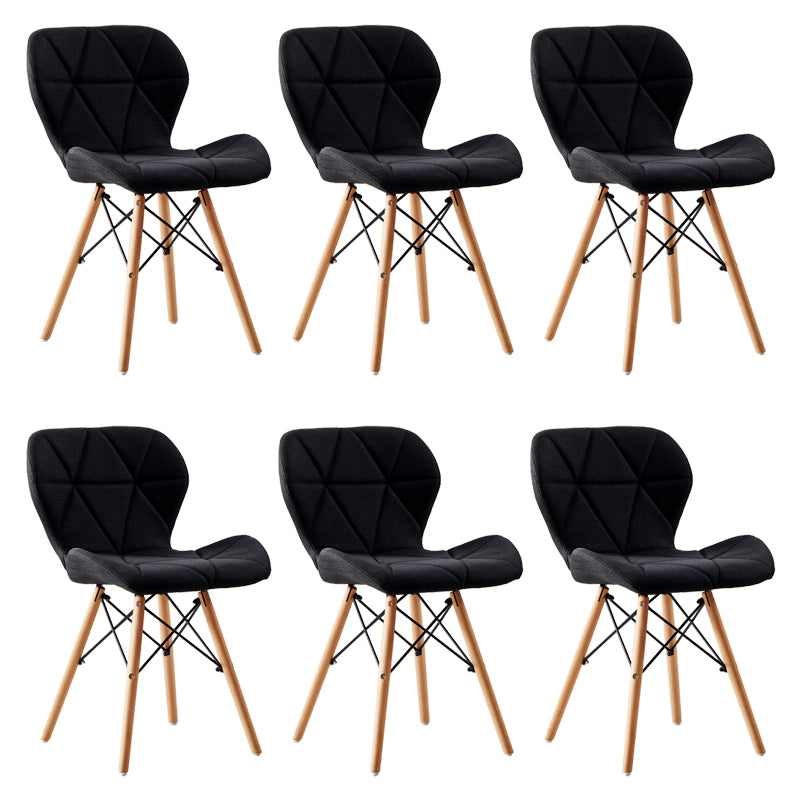 Home Contemporary Side Chair Wingback Upholstered Wood Dining Room Chair Black Set of 6 Clearhalo ' kitchen&dining_furn' 'Dining Chairs' 'Dining Tables & Seating' 'dining_chair' 'Furniture' 'furniture_dining_chair' 'Kitchen & Dining Furniture' 'kitchen' 3909416