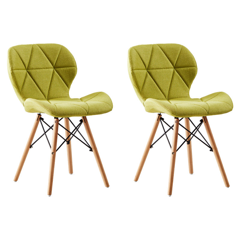 Home Contemporary Side Chair Wingback Upholstered Wood Dining Room Chair Yellow-Green Set of 2 Clearhalo ' kitchen&dining_furn' 'Dining Chairs' 'Dining Tables & Seating' 'dining_chair' 'Furniture' 'furniture_dining_chair' 'Kitchen & Dining Furniture' 'kitchen' 3909420