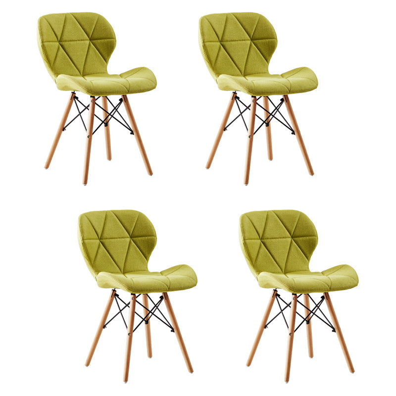 Home Contemporary Side Chair Wingback Upholstered Wood Dining Room Chair Yellow-Green Set of 4 Clearhalo ' kitchen&dining_furn' 'Dining Chairs' 'Dining Tables & Seating' 'dining_chair' 'Furniture' 'furniture_dining_chair' 'Kitchen & Dining Furniture' 'kitchen' 3909421