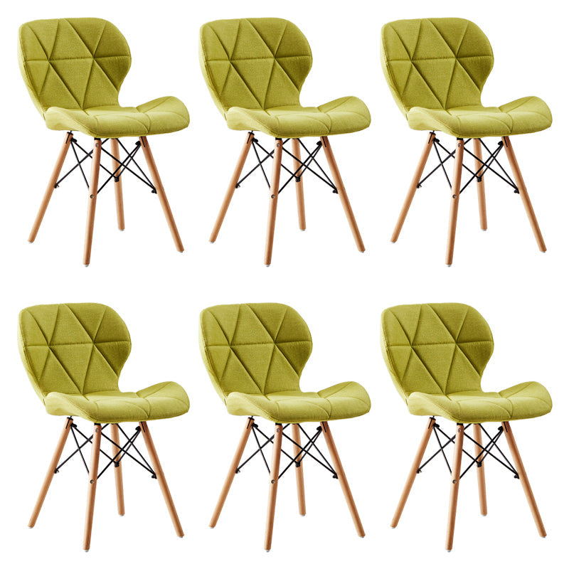 Home Contemporary Side Chair Wingback Upholstered Wood Dining Room Chair Yellow-Green Set of 6 Clearhalo ' kitchen&dining_furn' 'Dining Chairs' 'Dining Tables & Seating' 'dining_chair' 'Furniture' 'furniture_dining_chair' 'Kitchen & Dining Furniture' 'kitchen' 3909422