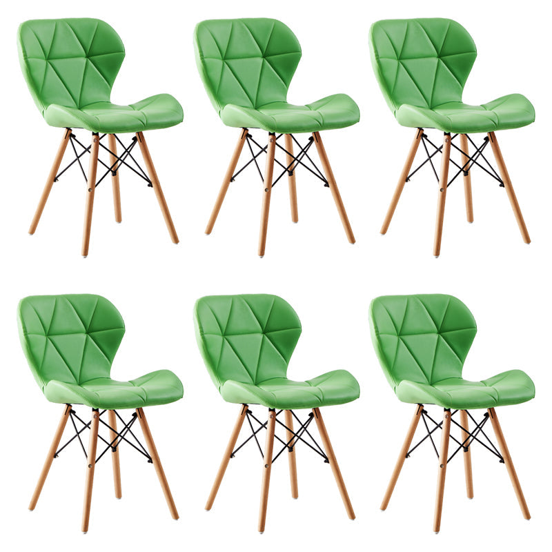 Home Contemporary Side Chair Wingback Upholstered Wood Dining Room Chair Green Set of 6 Clearhalo ' kitchen&dining_furn' 'Dining Chairs' 'Dining Tables & Seating' 'dining_chair' 'Furniture' 'furniture_dining_chair' 'Kitchen & Dining Furniture' 'kitchen' 3909434