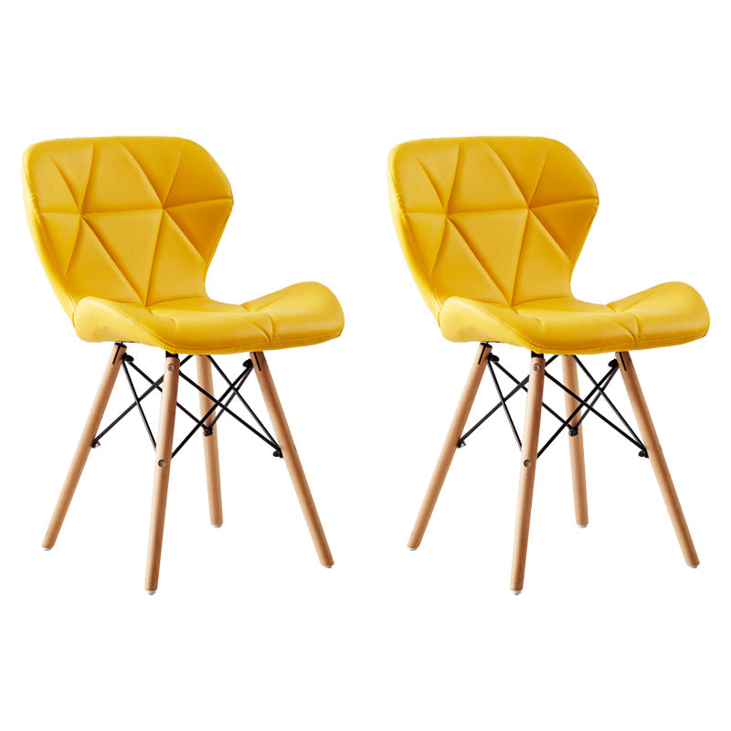 Home Contemporary Side Chair Wingback Upholstered Wood Dining Room Chair Yellow Set of 2 Clearhalo ' kitchen&dining_furn' 'Dining Chairs' 'Dining Tables & Seating' 'dining_chair' 'Furniture' 'furniture_dining_chair' 'Kitchen & Dining Furniture' 'kitchen' 3909441