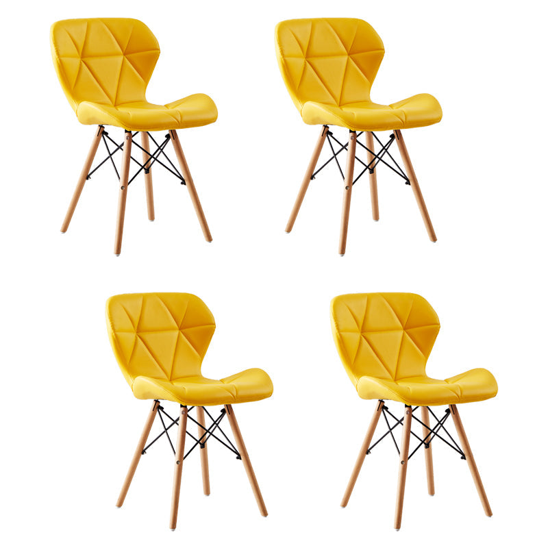 Home Contemporary Side Chair Wingback Upholstered Wood Dining Room Chair Yellow Set of 4 Clearhalo ' kitchen&dining_furn' 'Dining Chairs' 'Dining Tables & Seating' 'dining_chair' 'Furniture' 'furniture_dining_chair' 'Kitchen & Dining Furniture' 'kitchen' 3909442