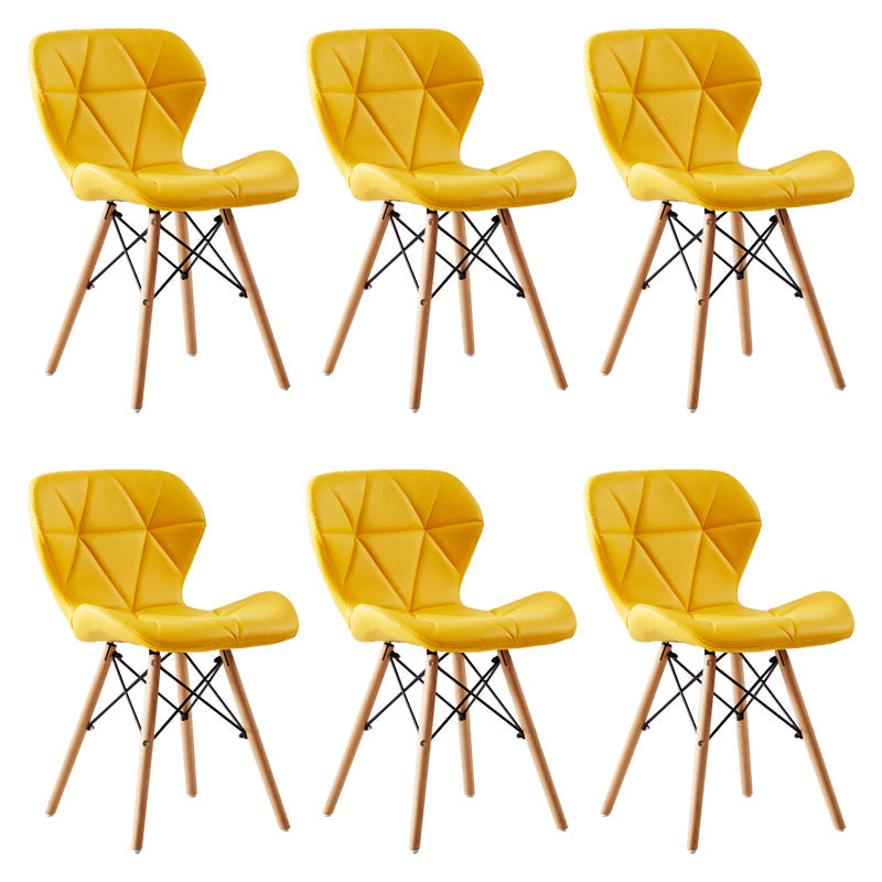 Home Contemporary Side Chair Wingback Upholstered Wood Dining Room Chair Yellow Set of 6 Clearhalo ' kitchen&dining_furn' 'Dining Chairs' 'Dining Tables & Seating' 'dining_chair' 'Furniture' 'furniture_dining_chair' 'Kitchen & Dining Furniture' 'kitchen' 3909443