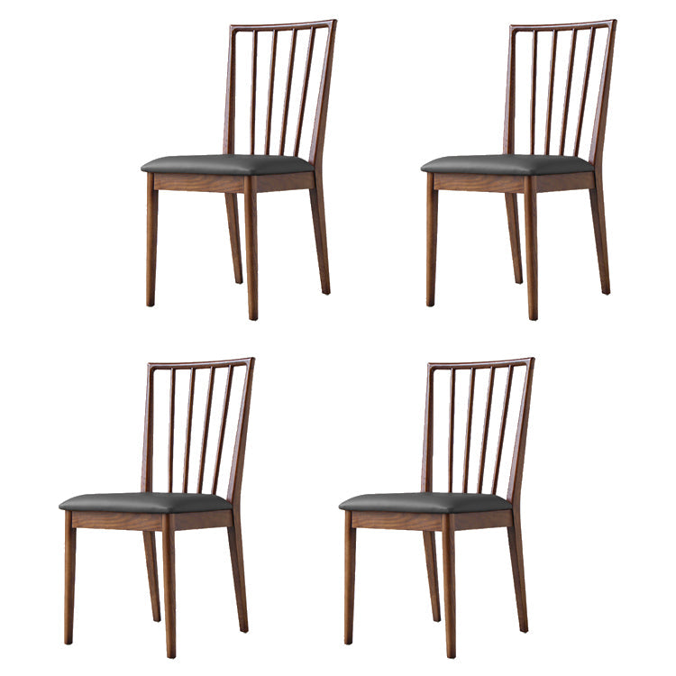 Modern Style Wooden Dining Chairs Slat Back Stacking Side Chair for Kitchen Dark Gray 4 Piece Set Walnut Clearhalo ' kitchen&dining_furn' 'Dining Chairs' 'Dining Tables & Seating' 'dining_chair' 'furn' 'furn_dining_chair' 'Furniture' 'furniture_dining_chair' 'Kitchen & Dining Furniture' 'kitchen' 3909455
