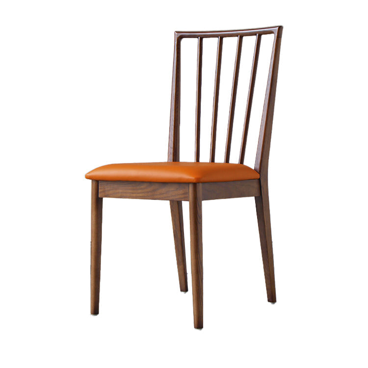 Modern Style Wooden Dining Chairs Slat Back Stacking Side Chair for Kitchen Orange 1 Piece Walnut Clearhalo ' kitchen&dining_furn' 'Dining Chairs' 'Dining Tables & Seating' 'dining_chair' 'furn' 'furn_dining_chair' 'Furniture' 'furniture_dining_chair' 'Kitchen & Dining Furniture' 'kitchen' 3909464