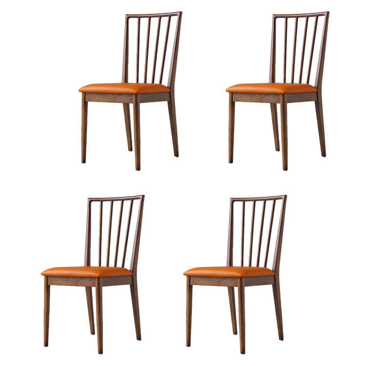 Modern Style Wooden Dining Chairs Slat Back Stacking Side Chair for Kitchen Orange 4 Piece Set Walnut Clearhalo ' kitchen&dining_furn' 'Dining Chairs' 'Dining Tables & Seating' 'dining_chair' 'furn' 'furn_dining_chair' 'Furniture' 'furniture_dining_chair' 'Kitchen & Dining Furniture' 'kitchen' 3909468
