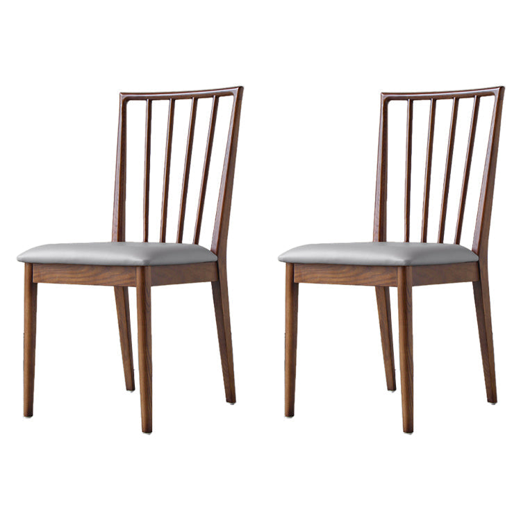 Modern Style Wooden Dining Chairs Slat Back Stacking Side Chair for Kitchen Grey 2 Piece Set Walnut Clearhalo ' kitchen&dining_furn' 'Dining Chairs' 'Dining Tables & Seating' 'dining_chair' 'furn' 'furn_dining_chair' 'Furniture' 'furniture_dining_chair' 'Kitchen & Dining Furniture' 'kitchen' 3909470