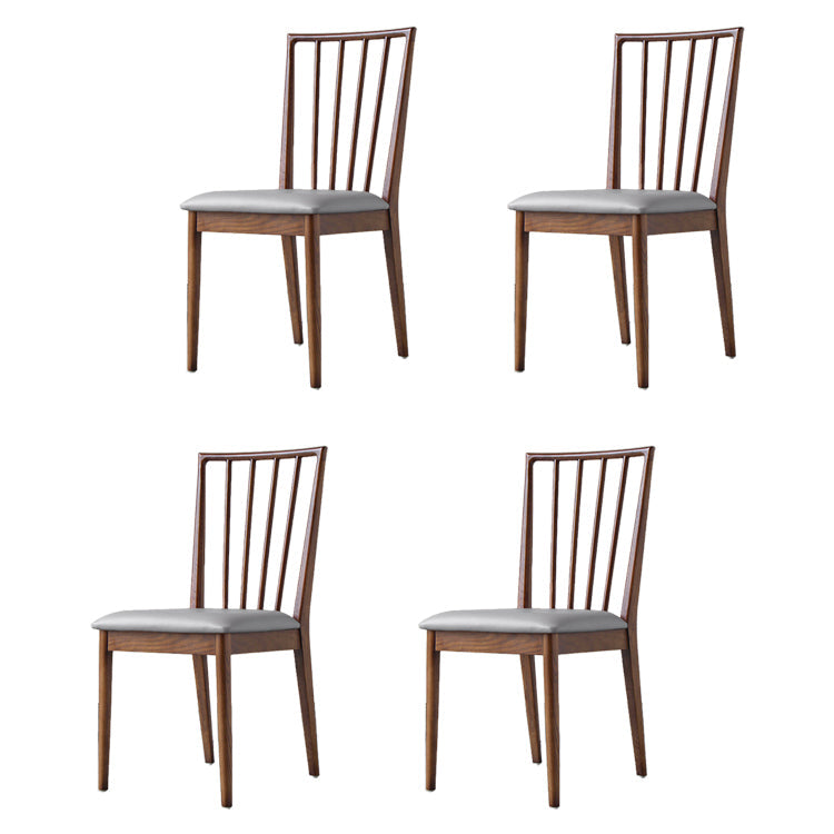 Modern Style Wooden Dining Chairs Slat Back Stacking Side Chair for Kitchen Grey 4 Piece Set Walnut Clearhalo ' kitchen&dining_furn' 'Dining Chairs' 'Dining Tables & Seating' 'dining_chair' 'furn' 'furn_dining_chair' 'Furniture' 'furniture_dining_chair' 'Kitchen & Dining Furniture' 'kitchen' 3909471