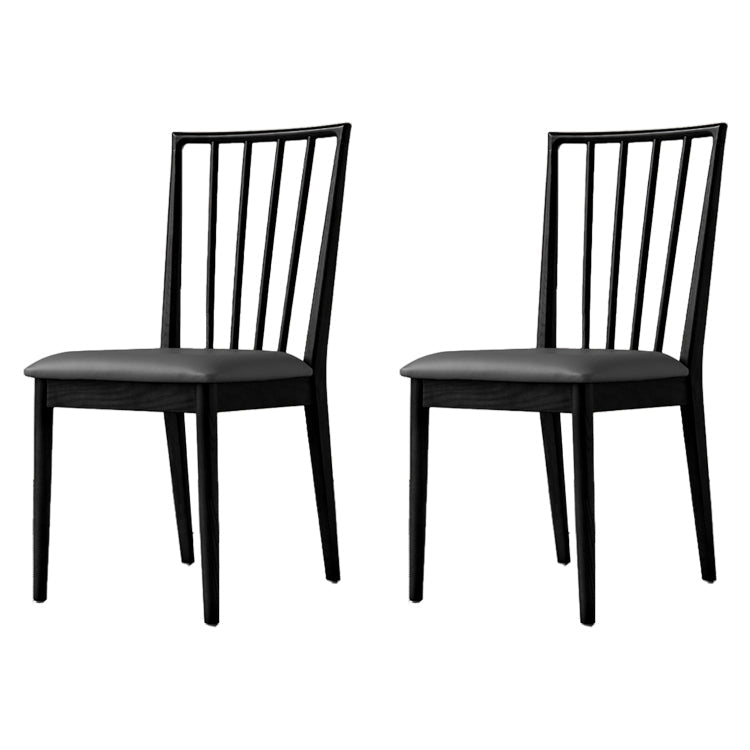 Modern Style Wooden Dining Chairs Slat Back Stacking Side Chair for Kitchen Dark Gray 2 Piece Set Black Clearhalo ' kitchen&dining_furn' 'Dining Chairs' 'Dining Tables & Seating' 'dining_chair' 'furn' 'furn_dining_chair' 'Furniture' 'furniture_dining_chair' 'Kitchen & Dining Furniture' 'kitchen' 3909473