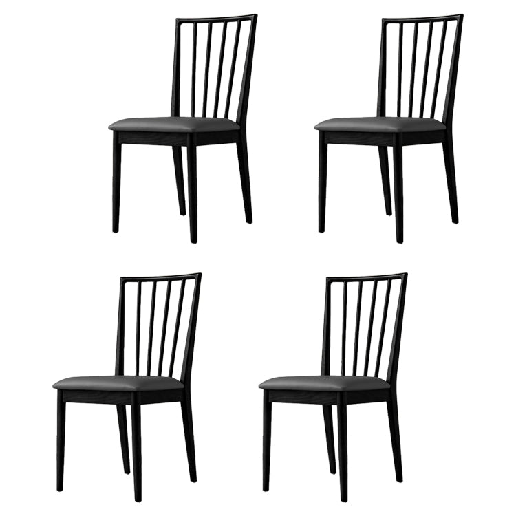 Modern Style Wooden Dining Chairs Slat Back Stacking Side Chair for Kitchen Dark Gray 4 Piece Set Black Clearhalo ' kitchen&dining_furn' 'Dining Chairs' 'Dining Tables & Seating' 'dining_chair' 'furn' 'furn_dining_chair' 'Furniture' 'furniture_dining_chair' 'Kitchen & Dining Furniture' 'kitchen' 3909474