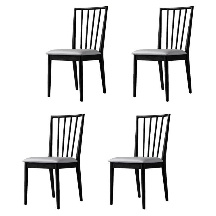 Modern Style Wooden Dining Chairs Slat Back Stacking Side Chair for Kitchen Grey 4 Piece Set Black Clearhalo ' kitchen&dining_furn' 'Dining Chairs' 'Dining Tables & Seating' 'dining_chair' 'furn' 'furn_dining_chair' 'Furniture' 'furniture_dining_chair' 'Kitchen & Dining Furniture' 'kitchen' 3909477