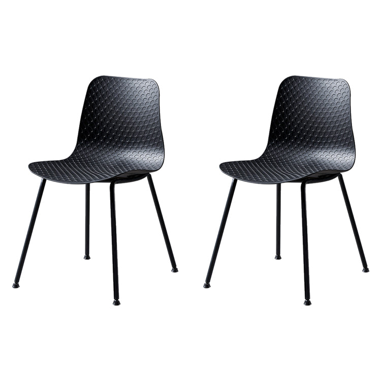 Contemporary Metal Dining Room Chairs Plastic Dining Armless Chair for Restaurant Use Black 2 Piece Set Clearhalo ' kitchen&dining_furn' 'Dining Chairs' 'Dining Tables & Seating' 'dining_chair' 'furn' 'furn_dining_chair' 'Furniture' 'furniture_dining_chair' 'Kitchen & Dining Furniture' 'kitchen' 3909481