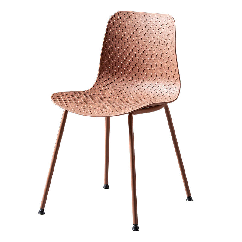 Contemporary Metal Dining Room Chairs Plastic Dining Armless Chair for Restaurant Use Brown 1 Piece Clearhalo ' kitchen&dining_furn' 'Dining Chairs' 'Dining Tables & Seating' 'dining_chair' 'furn' 'furn_dining_chair' 'Furniture' 'furniture_dining_chair' 'Kitchen & Dining Furniture' 'kitchen' 3909491