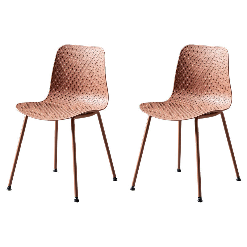Contemporary Metal Dining Room Chairs Plastic Dining Armless Chair for Restaurant Use Brown 2 Piece Set Clearhalo ' kitchen&dining_furn' 'Dining Chairs' 'Dining Tables & Seating' 'dining_chair' 'furn' 'furn_dining_chair' 'Furniture' 'furniture_dining_chair' 'Kitchen & Dining Furniture' 'kitchen' 3909493