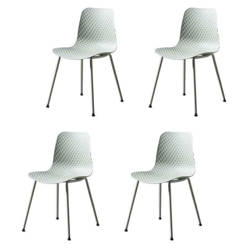 Contemporary Metal Dining Room Chairs Plastic Dining Armless Chair for Restaurant Use Green 4 Piece Set Clearhalo ' kitchen&dining_furn' 'Dining Chairs' 'Dining Tables & Seating' 'dining_chair' 'furn' 'furn_dining_chair' 'Furniture' 'furniture_dining_chair' 'Kitchen & Dining Furniture' 'kitchen' 3909502