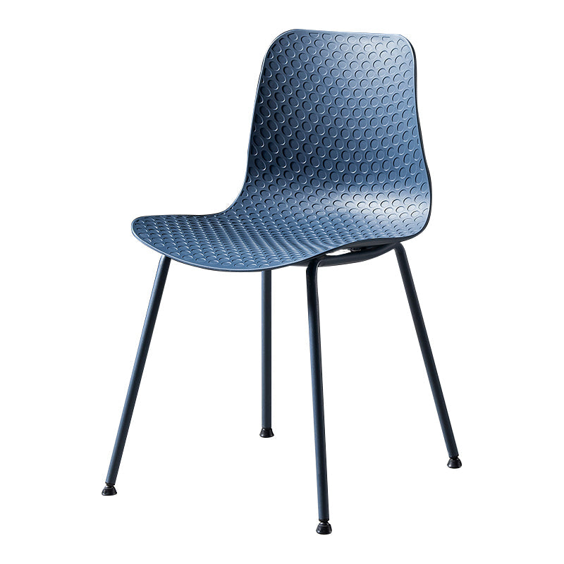 Contemporary Metal Dining Room Chairs Plastic Dining Armless Chair for Restaurant Use Blue 1 Piece Clearhalo ' kitchen&dining_furn' 'Dining Chairs' 'Dining Tables & Seating' 'dining_chair' 'furn' 'furn_dining_chair' 'Furniture' 'furniture_dining_chair' 'Kitchen & Dining Furniture' 'kitchen' 3909508