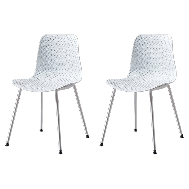 Contemporary Metal Dining Room Chairs Plastic Dining Armless Chair for Restaurant Use White 2 Piece Set Clearhalo ' kitchen&dining_furn' 'Dining Chairs' 'Dining Tables & Seating' 'dining_chair' 'furn' 'furn_dining_chair' 'Furniture' 'furniture_dining_chair' 'Kitchen & Dining Furniture' 'kitchen' 3909512