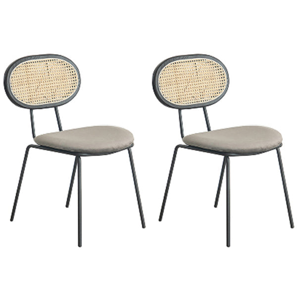 Contemporary Style Metal Chairs Set Kitchen Open Back Dining Side Chair Light Gray 2 Piece Set Clearhalo ' kitchen&dining_furn' 'Dining Chairs' 'Dining Tables & Seating' 'dining_chair' 'furn' 'furn_dining_chair' 'Furniture' 'furniture_dining_chair' 'Kitchen & Dining Furniture' 'kitchen' 3909517