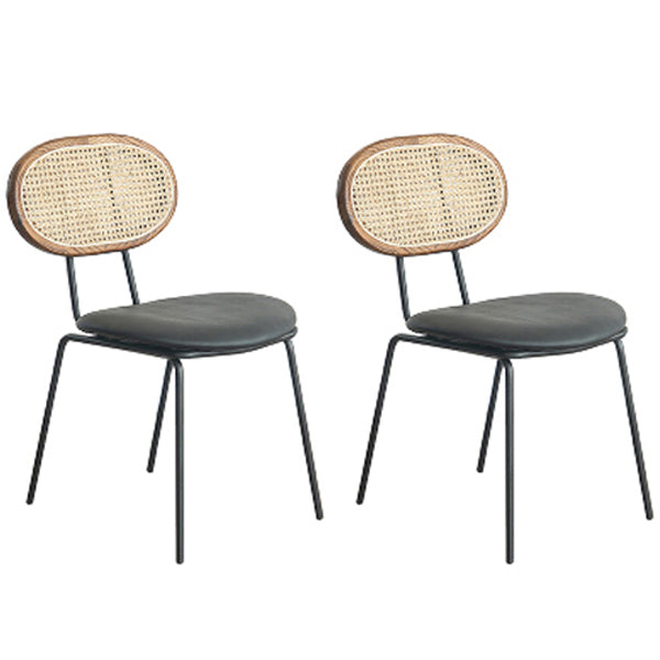 Contemporary Style Metal Chairs Set Kitchen Open Back Dining Side Chair Matte Black 2 Piece Set Clearhalo ' kitchen&dining_furn' 'Dining Chairs' 'Dining Tables & Seating' 'dining_chair' 'furn' 'furn_dining_chair' 'Furniture' 'furniture_dining_chair' 'Kitchen & Dining Furniture' 'kitchen' 3909534