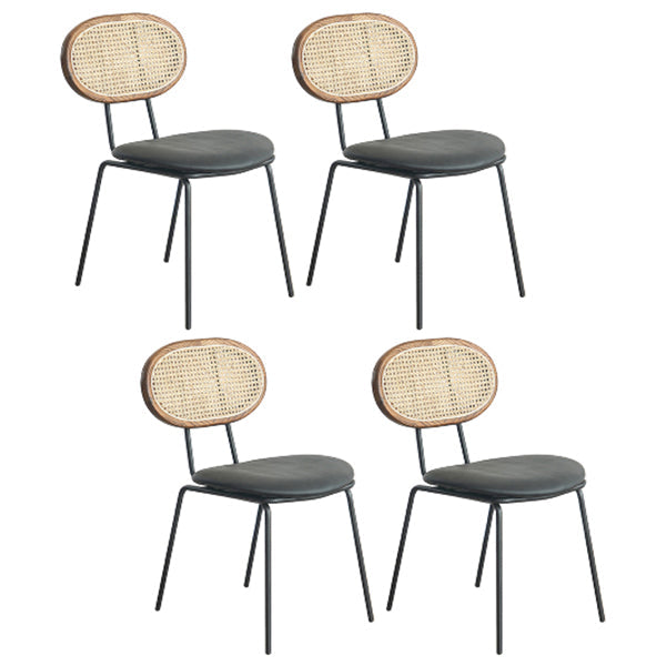 Contemporary Style Metal Chairs Set Kitchen Open Back Dining Side Chair Matte Black 4 Piece Set Clearhalo ' kitchen&dining_furn' 'Dining Chairs' 'Dining Tables & Seating' 'dining_chair' 'furn' 'furn_dining_chair' 'Furniture' 'furniture_dining_chair' 'Kitchen & Dining Furniture' 'kitchen' 3909535