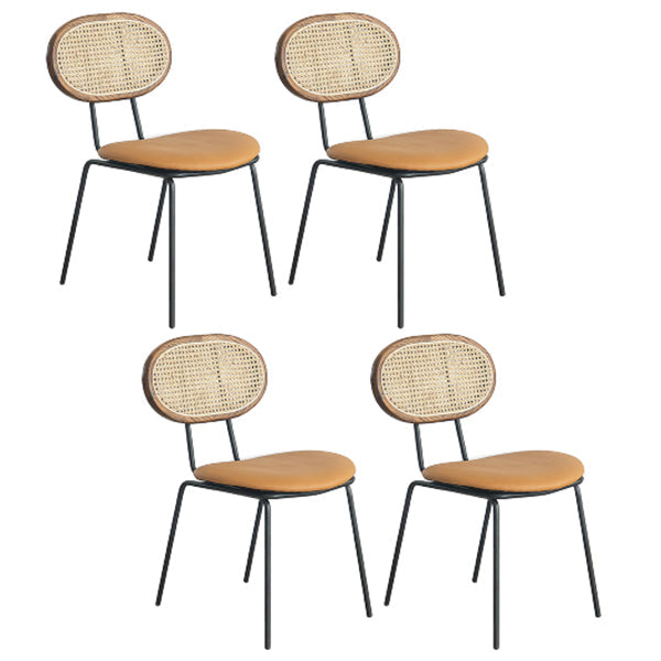 Contemporary Style Metal Chairs Set Kitchen Open Back Dining Side Chair Yellow 4 Piece Set Clearhalo ' kitchen&dining_furn' 'Dining Chairs' 'Dining Tables & Seating' 'dining_chair' 'furn' 'furn_dining_chair' 'Furniture' 'furniture_dining_chair' 'Kitchen & Dining Furniture' 'kitchen' 3909538