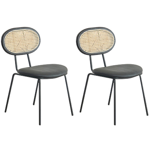 Contemporary Style Metal Chairs Set Kitchen Open Back Dining Side Chair Gray Black 2 Piece Set Clearhalo ' kitchen&dining_furn' 'Dining Chairs' 'Dining Tables & Seating' 'dining_chair' 'furn' 'furn_dining_chair' 'Furniture' 'furniture_dining_chair' 'Kitchen & Dining Furniture' 'kitchen' 3909540
