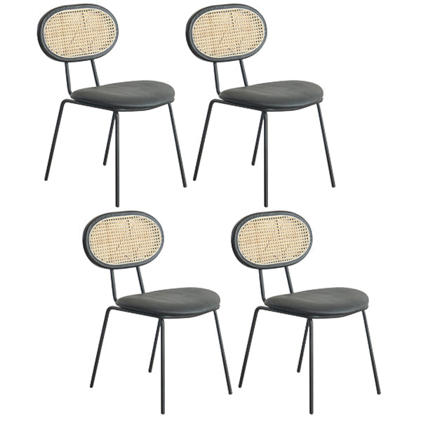Contemporary Style Metal Chairs Set Kitchen Open Back Dining Side Chair Gray Black 4 Piece Set Clearhalo ' kitchen&dining_furn' 'Dining Chairs' 'Dining Tables & Seating' 'dining_chair' 'furn' 'furn_dining_chair' 'Furniture' 'furniture_dining_chair' 'Kitchen & Dining Furniture' 'kitchen' 3909541