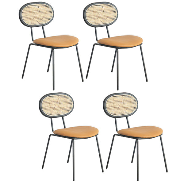 Contemporary Style Metal Chairs Set Kitchen Open Back Dining Side Chair Light Yellow 4 Piece Set Clearhalo ' kitchen&dining_furn' 'Dining Chairs' 'Dining Tables & Seating' 'dining_chair' 'furn' 'furn_dining_chair' 'Furniture' 'furniture_dining_chair' 'Kitchen & Dining Furniture' 'kitchen' 3909544