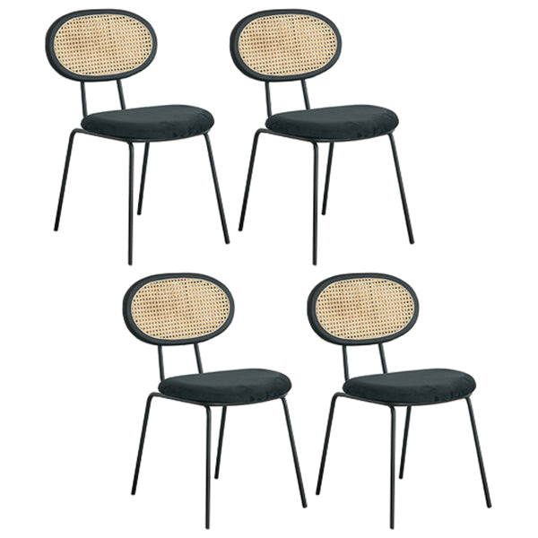 Contemporary Style Metal Chairs Set Kitchen Open Back Dining Side Chair Textured Black 4 Piece Set Clearhalo ' kitchen&dining_furn' 'Dining Chairs' 'Dining Tables & Seating' 'dining_chair' 'furn' 'furn_dining_chair' 'Furniture' 'furniture_dining_chair' 'Kitchen & Dining Furniture' 'kitchen' 3909547