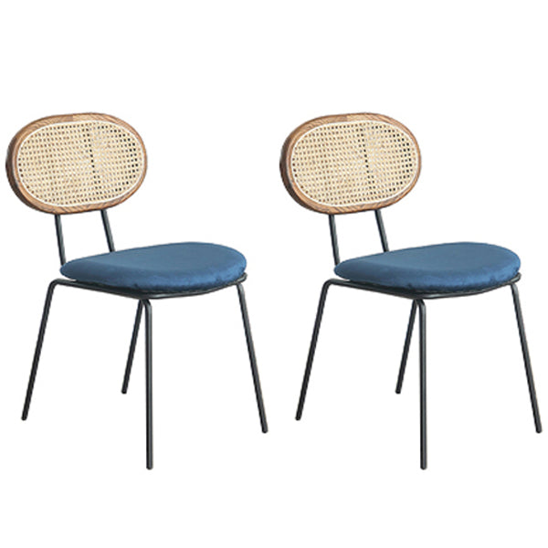 Contemporary Style Metal Chairs Set Kitchen Open Back Dining Side Chair Blue 2 Piece Set Clearhalo ' kitchen&dining_furn' 'Dining Chairs' 'Dining Tables & Seating' 'dining_chair' 'furn' 'furn_dining_chair' 'Furniture' 'furniture_dining_chair' 'Kitchen & Dining Furniture' 'kitchen' 3909549