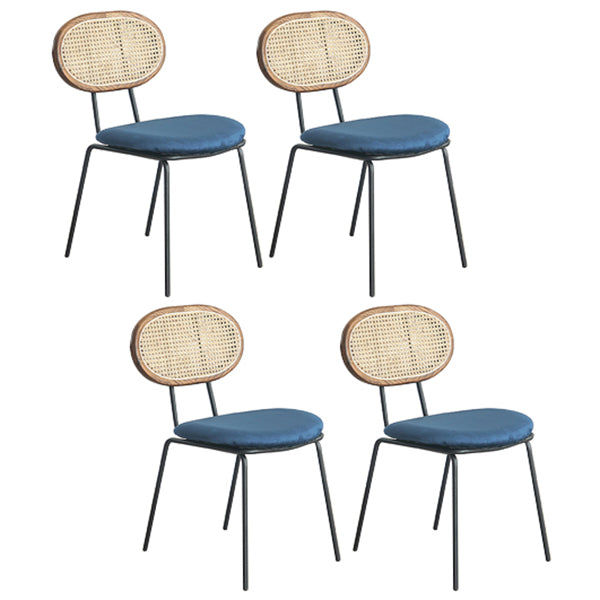 Contemporary Style Metal Chairs Set Kitchen Open Back Dining Side Chair Blue 4 Piece Set Clearhalo ' kitchen&dining_furn' 'Dining Chairs' 'Dining Tables & Seating' 'dining_chair' 'furn' 'furn_dining_chair' 'Furniture' 'furniture_dining_chair' 'Kitchen & Dining Furniture' 'kitchen' 3909550