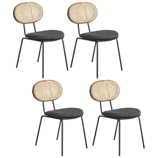 Contemporary Style Metal Chairs Set Kitchen Open Back Dining Side Chair Gloss Black 4 Piece Set Clearhalo ' kitchen&dining_furn' 'Dining Chairs' 'Dining Tables & Seating' 'dining_chair' 'furn' 'furn_dining_chair' 'Furniture' 'furniture_dining_chair' 'Kitchen & Dining Furniture' 'kitchen' 3909553