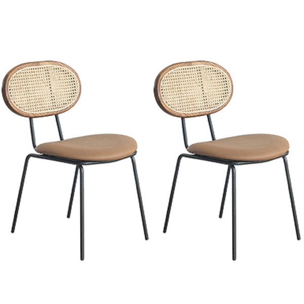 Contemporary Style Metal Chairs Set Kitchen Open Back Dining Side Chair Brown 2 Piece Set Clearhalo ' kitchen&dining_furn' 'Dining Chairs' 'Dining Tables & Seating' 'dining_chair' 'furn' 'furn_dining_chair' 'Furniture' 'furniture_dining_chair' 'Kitchen & Dining Furniture' 'kitchen' 3909555