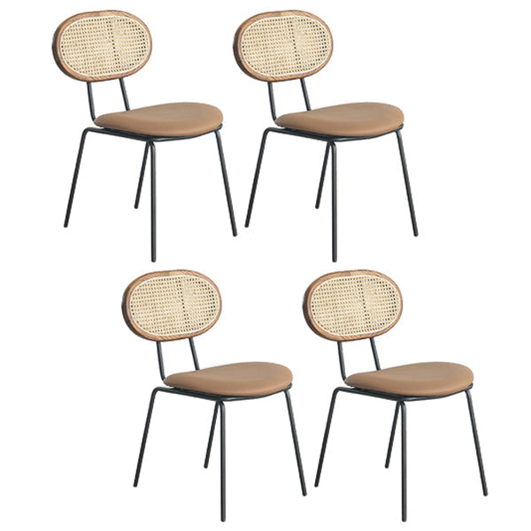 Contemporary Style Metal Chairs Set Kitchen Open Back Dining Side Chair Brown 4 Piece Set Clearhalo ' kitchen&dining_furn' 'Dining Chairs' 'Dining Tables & Seating' 'dining_chair' 'furn' 'furn_dining_chair' 'Furniture' 'furniture_dining_chair' 'Kitchen & Dining Furniture' 'kitchen' 3909556