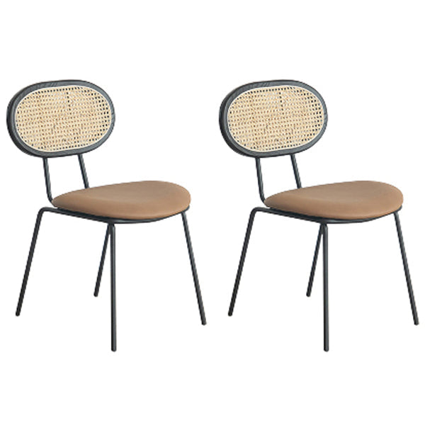Contemporary Style Metal Chairs Set Kitchen Open Back Dining Side Chair Light Brown 2 Piece Set Clearhalo ' kitchen&dining_furn' 'Dining Chairs' 'Dining Tables & Seating' 'dining_chair' 'furn' 'furn_dining_chair' 'Furniture' 'furniture_dining_chair' 'Kitchen & Dining Furniture' 'kitchen' 3909558