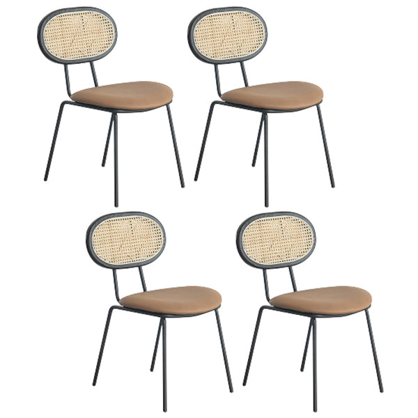 Contemporary Style Metal Chairs Set Kitchen Open Back Dining Side Chair Light Brown 4 Piece Set Clearhalo ' kitchen&dining_furn' 'Dining Chairs' 'Dining Tables & Seating' 'dining_chair' 'furn' 'furn_dining_chair' 'Furniture' 'furniture_dining_chair' 'Kitchen & Dining Furniture' 'kitchen' 3909559