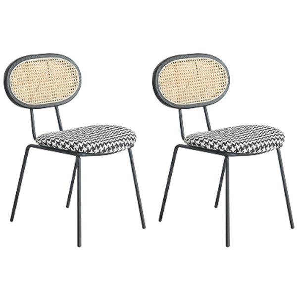 Contemporary Style Metal Chairs Set Kitchen Open Back Dining Side Chair Black White 2 Piece Set Clearhalo ' kitchen&dining_furn' 'Dining Chairs' 'Dining Tables & Seating' 'dining_chair' 'furn' 'furn_dining_chair' 'Furniture' 'furniture_dining_chair' 'Kitchen & Dining Furniture' 'kitchen' 3909570